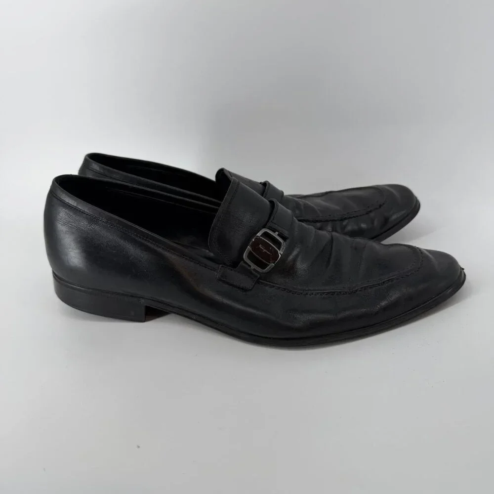 Salvatore Ferragamo Men Size 11 Black Leather Horsebit Loafer Dress Shoes